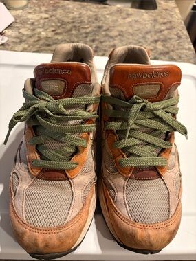 Joe Fresh Goods New Balance Tan & Olive Green 992 Style Sneakers